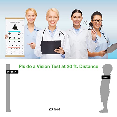 NOYOC Pediatric Eye Chart for Kindergarten Child, Kids Visual Acuity Test Wall Chart with Wooden Frame and Canvas for Eye Exams 20 Feet 24 x 12 Inches (20 Feet Distance) - Image 4