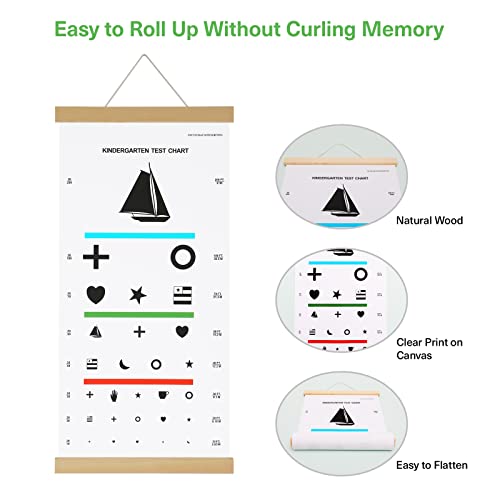 NOYOC Pediatric Eye Chart for Kindergarten Child, Kids Visual Acuity Test Wall Chart with Wooden Frame and Canvas for Eye Exams 20 Feet 24 x 12 Inches (20 Feet Distance) - Image 3