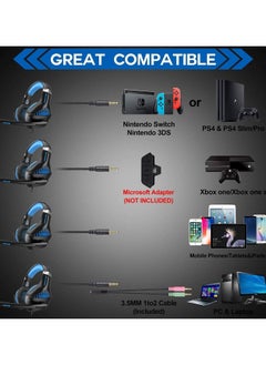 بي إكسلنت سماعة ألعاب Ozeino GM5، صوت محيطي 7.1، سماعة رأس PS4 مع ميكروفون، للألعاب، سماعات رأس للكمبيوتر الشخصي، صوت جهير قوي، تلسكوبي، عزل الضوضاء، سلكي، متوافق مع FPS، إضاءة LED  - Image 5