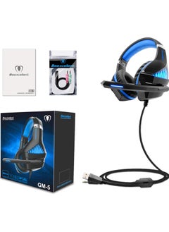 بي إكسلنت سماعة ألعاب Ozeino GM5، صوت محيطي 7.1، سماعة رأس PS4 مع ميكروفون، للألعاب، سماعات رأس للكمبيوتر الشخصي، صوت جهير قوي، تلسكوبي، عزل الضوضاء، سلكي، متوافق مع FPS، إضاءة LED  - Image 3