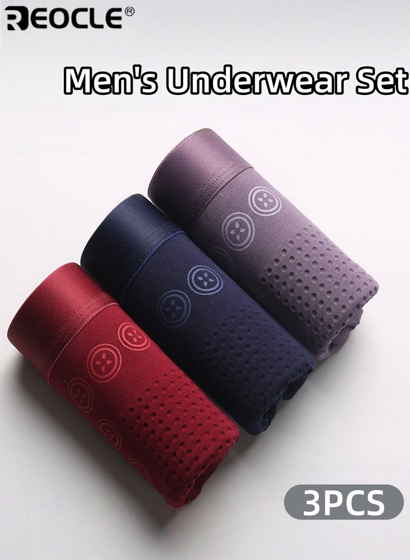 REOCLE 3PCS Men's 50s Ultra Fine Combed Cotton Underwear Set 3-Pack Breathable Mesh Design with Negative Ion Technology& Graphene Crotch Comfortable & Functional Boxer Briefs for Daily Wear - Image 1