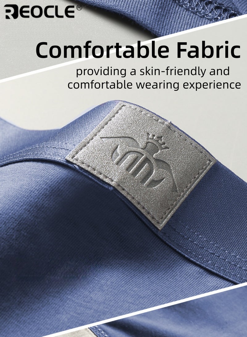 REOCLE 3PCS Men's 50s Ultra Fine Combed Cotton Underwear Set 3-Pack Breathable Mesh Design with Negative Ion Technology& Graphene Crotch Comfortable & Functional Boxer Briefs for Daily Wear - Image 5