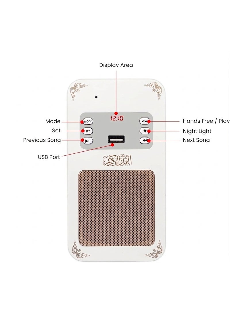 Equantu SQ669 Holy Wall Speaker - Bluetooth Quran Audio Speaker with LED Light, Wireless Islamic Speaker for Quran Recitation, Azan & Audio Playback - Image 2