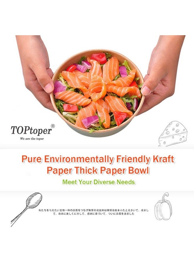TOPtoper 80 Pcs 30 Oz Large Paper Bowls【No lids】 Disposable Soup Bowls Bulk Plastic Free Party Supplies for Hot/Cold Food, Soup (30 OZ) - Image 2