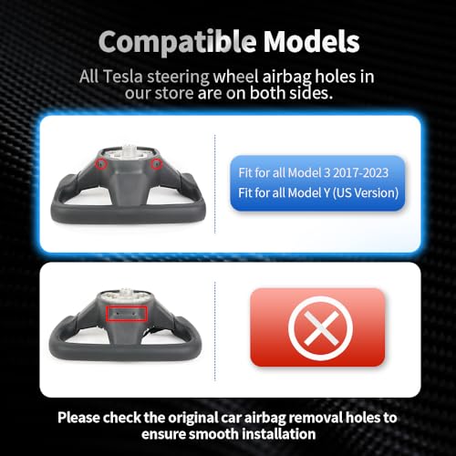 JIANGGAI Yoke Racing Steering Wheel, Black Microfiber Leather without Front Trim for Tesla Model 3/Y 2017-2023 With Heating Function - Image 3