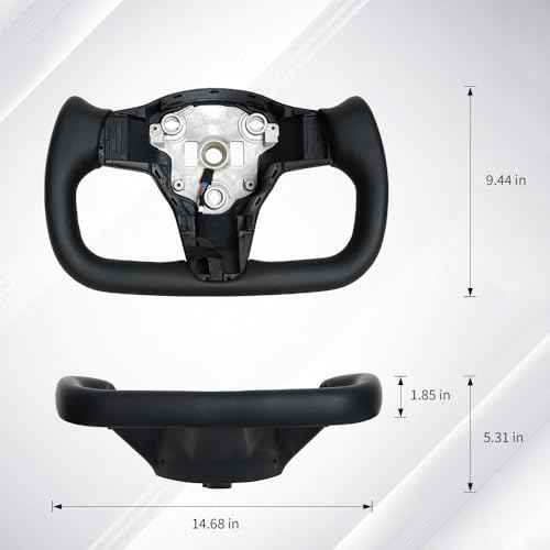 JIANGGAI Yoke Racing Steering Wheel, Black Microfiber Leather without Front Trim for Tesla Model 3/Y 2017-2023 With Heating Function - Image 2