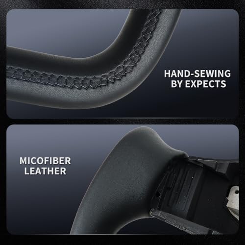 JIANGGAI Yoke Racing Steering Wheel, Black Microfiber Leather without Front Trim for Tesla Model 3/Y 2017-2023 With Heating Function - Image 5