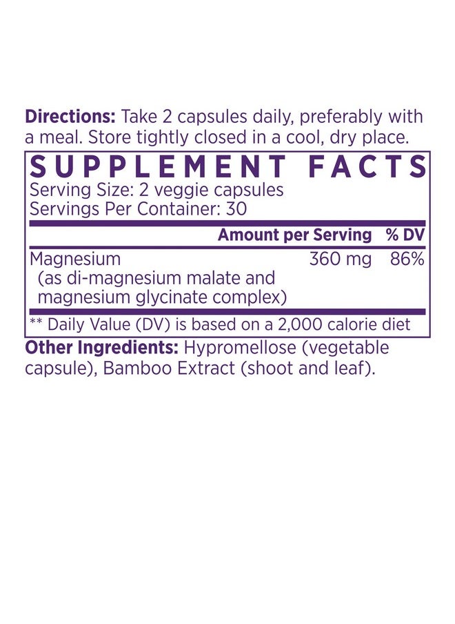 Naomi Mighty Mg Magnesium Glycinate & Malate Complex 360Mg High Absorption Formula Elemental Magnesium Supports Heart Health Strong Bones Better Sleep Glutenfree Nongmo Vegan 60 Veggie Caps  - Image 3