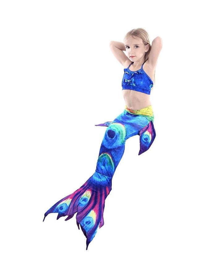 Loquat 3-Piece Mermaid Swimming Costume Set 130cm - Image 4