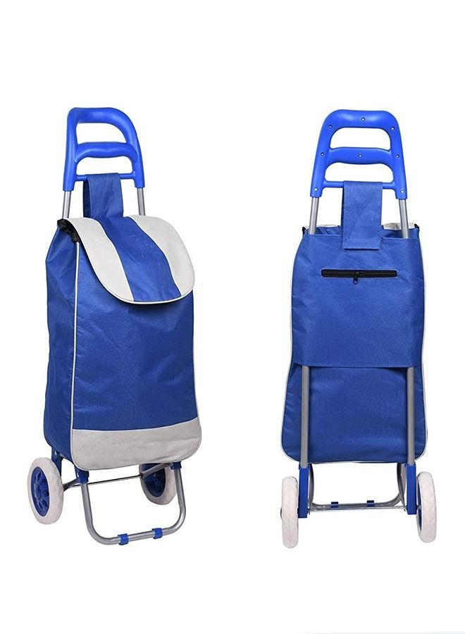 Toshionics Grocery Shopping Two Wheel Trolley Bag with Support Bar and Zipper Pocket Foldable Durable 45 Liter Push Basket Cart Portable For Groceries Laundry Luggage Picnic Travel Camping Outdoor - Image 5