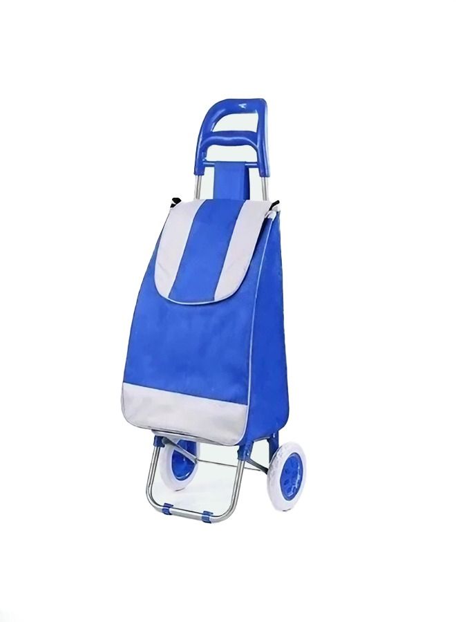 Toshionics Grocery Shopping Two Wheel Trolley Bag with Support Bar and Zipper Pocket Foldable Durable 45 Liter Push Basket Cart Portable For Groceries Laundry Luggage Picnic Travel Camping Outdoor - Image 1