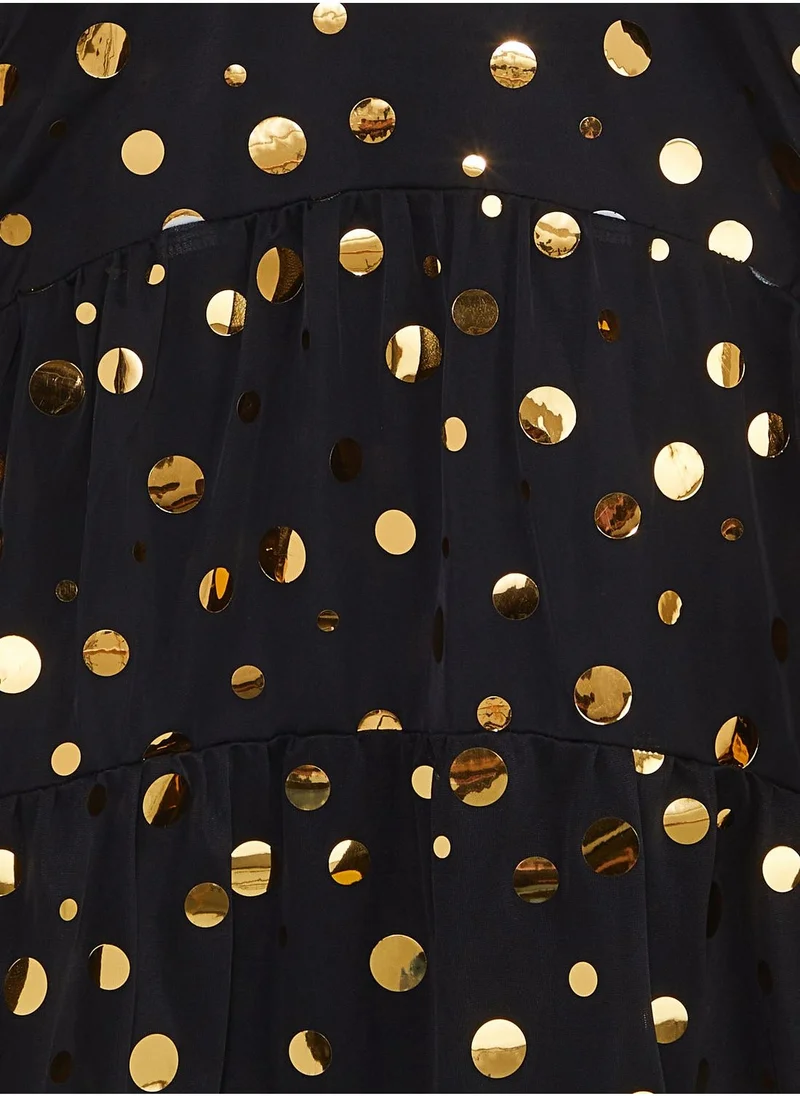 Pinata Girls Golden Polka Dot Evening Dress