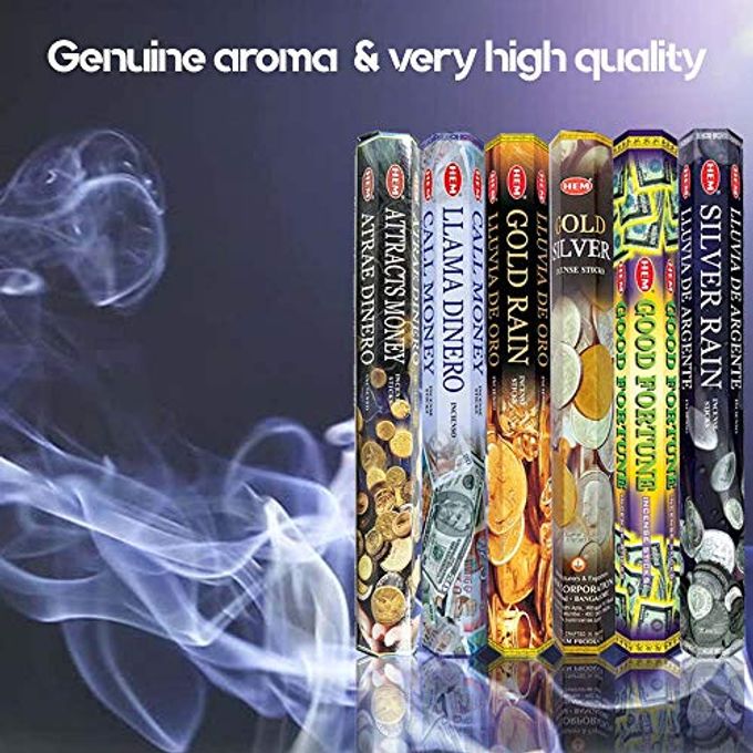 HEM Assorted Incense Sticks  Attracts Money, Call Money, Gold Rain, Gold Silver, Good Fortune & Silver Rain  Pack of 6  Premium Aromatherapy for Prosperity, Meditation & Home Fragrance. - Image 5