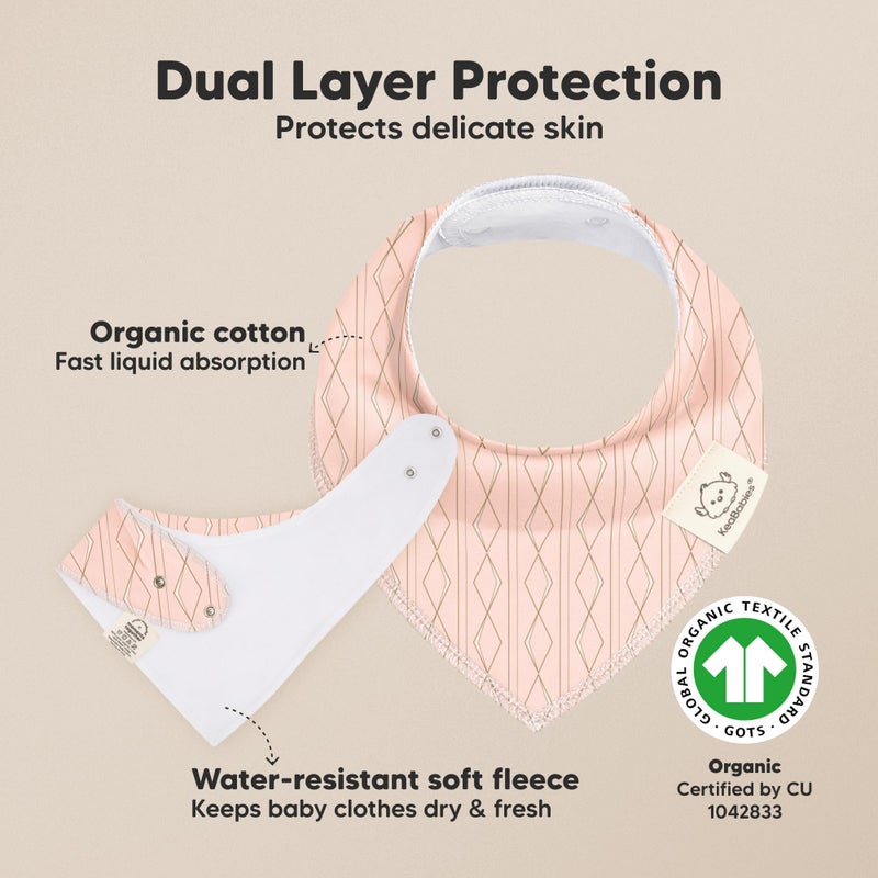 KeaBabies 10-Pack Organic Baby Bandana Bibs for Girls - Super Absorbent Triangle Baby Bibs for Drooling and Teething Infant, 100% Cotton Extra Soft for Newborn, Infant 0-36 Months (Prism) - Image 2