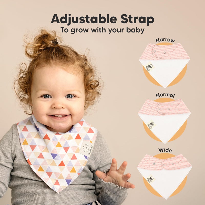 KeaBabies 10-Pack Organic Baby Bandana Bibs for Girls - Super Absorbent Triangle Baby Bibs for Drooling and Teething Infant, 100% Cotton Extra Soft for Newborn, Infant 0-36 Months (Prism) - Image 3