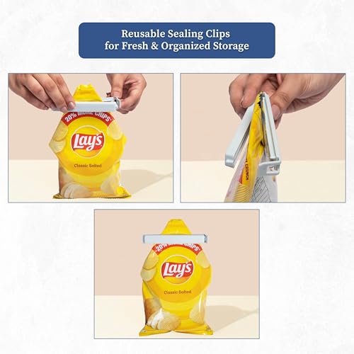 Homestrap Sealing Clip Set of 36 | Plastic Food Snack Bag Sealer Clips | Keeps Food Fresh | Reusable Pouch Clips for Snacks, Plastic Bags, Bread | 2 Size (18 Small, 18 Large) | Pouch Clips Sealer - Image 4