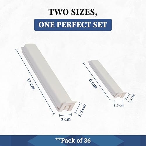 Homestrap Sealing Clip Set of 36 | Plastic Food Snack Bag Sealer Clips | Keeps Food Fresh | Reusable Pouch Clips for Snacks, Plastic Bags, Bread | 2 Size (18 Small, 18 Large) | Pouch Clips Sealer - Image 2