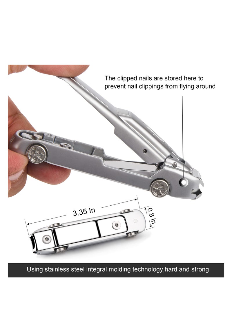Excefore Nail Clipper Set, Creative Car Styling Stainless Steel Fingernail Clipper Cutters, Splash-Proof Design with Beautiful Metal Case, with Metal Box and Nail File, for Pedicure, Men & Women - Image 3