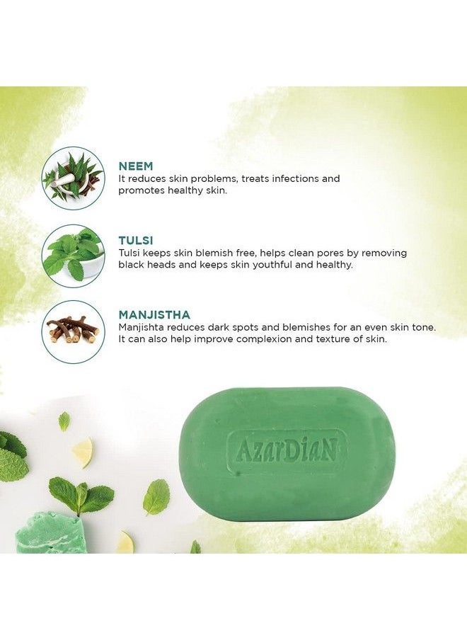 SSCPL Herbals - Azardian Soap With Extract Of Neem Tulsi And Manjistha Promotes Healthy And Glowing Skin Provides Deep Moisturization And Keeps The Skin Protected From Pollution (100G*4) - Image 1