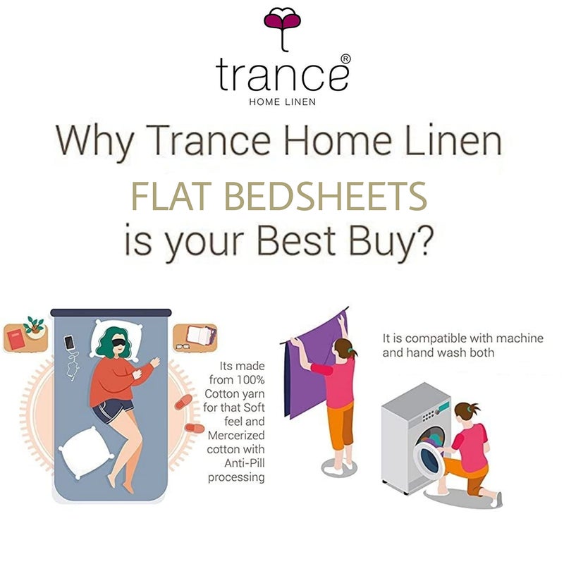 Trance Home Linen 100% Cotton 200 TC Satin Stripe Queen Size Bedsheet with 2 Pillow Covers | Fade-Resistant, Soft & Hypoallergenic |Flat Bedspread for Queen Size Bed- (86 x 104 inch, Moss Green) - Image 4