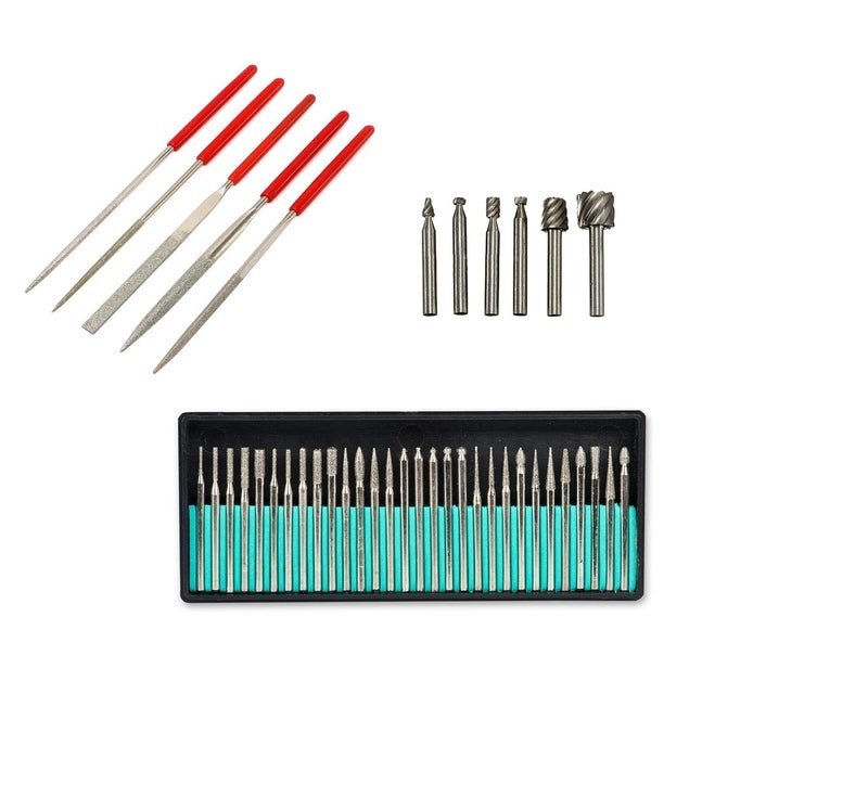 Digital Craft Rotary Tool Die Grinder Accessory Kit DIY Crafts Kit All in One Items DIY Works 5Pc Diamond File Set6Pc HSS Rotary Burs Set30Pc Diamond Burs Set