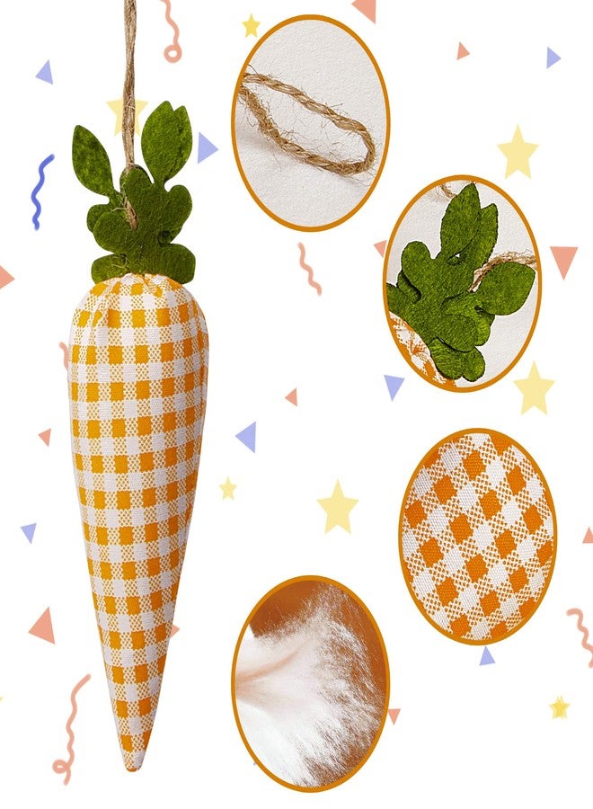 SHANGXING 16 Pcs Easter Carrot Hanging Ornaments- Plaid Print Pattern Easter Artificial Mini Carrot Hanging Ornaments for Easter Party Home DIY Craft Decor - Image 3
