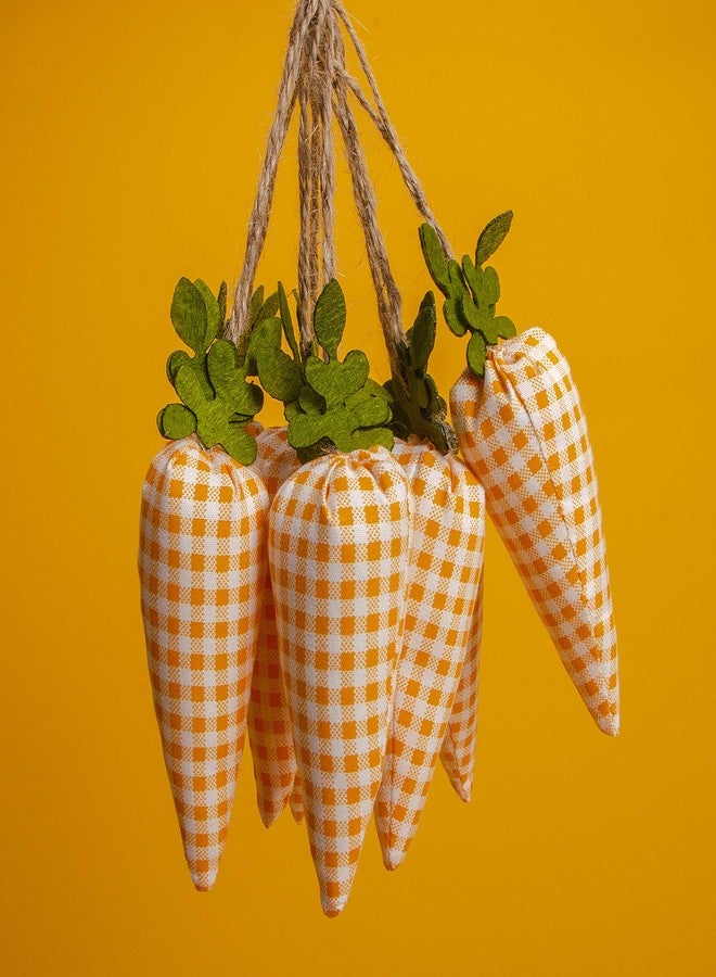 SHANGXING 16 Pcs Easter Carrot Hanging Ornaments- Plaid Print Pattern Easter Artificial Mini Carrot Hanging Ornaments for Easter Party Home DIY Craft Decor - Image 5