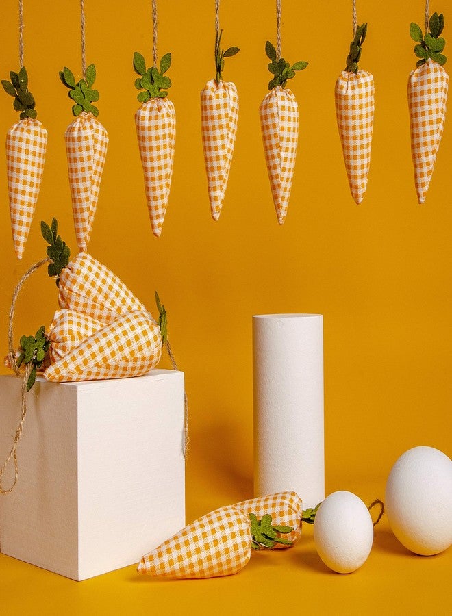 SHANGXING 16 Pcs Easter Carrot Hanging Ornaments- Plaid Print Pattern Easter Artificial Mini Carrot Hanging Ornaments for Easter Party Home DIY Craft Decor - Image 4