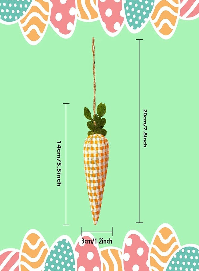 SHANGXING 16 Pcs Easter Carrot Hanging Ornaments- Plaid Print Pattern Easter Artificial Mini Carrot Hanging Ornaments for Easter Party Home DIY Craft Decor - Image 2