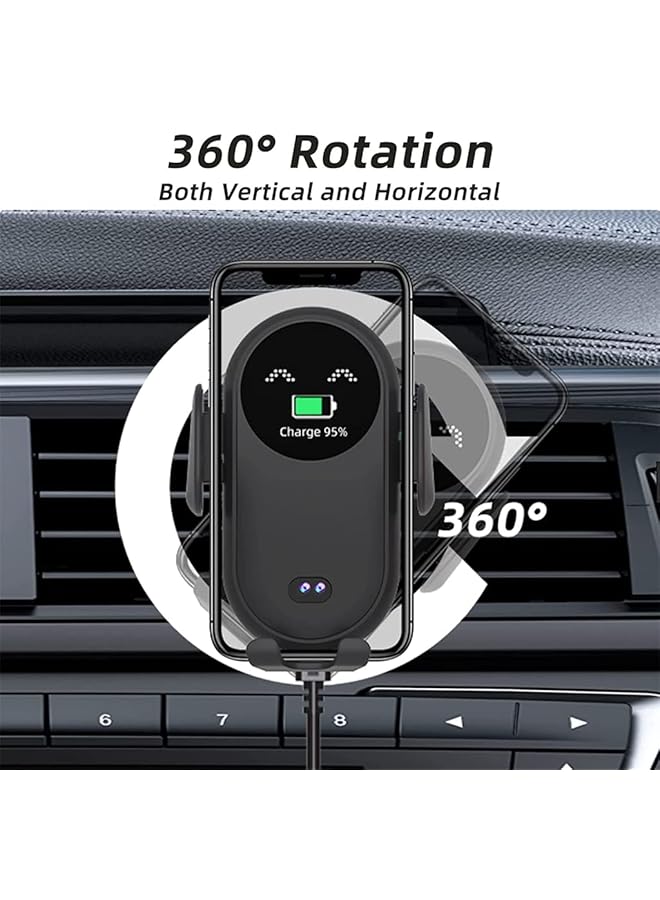 SYOSI Wireless Car Charger Smart Wireless Auto-Sensor Car Phone Holder Charger, Car Phone Holder Mount, Wireless Fast Charging Air Vent Car Phone Mount For Car Dashboard Windshield Air Vent, 1 Pcs (Black) - Image 3