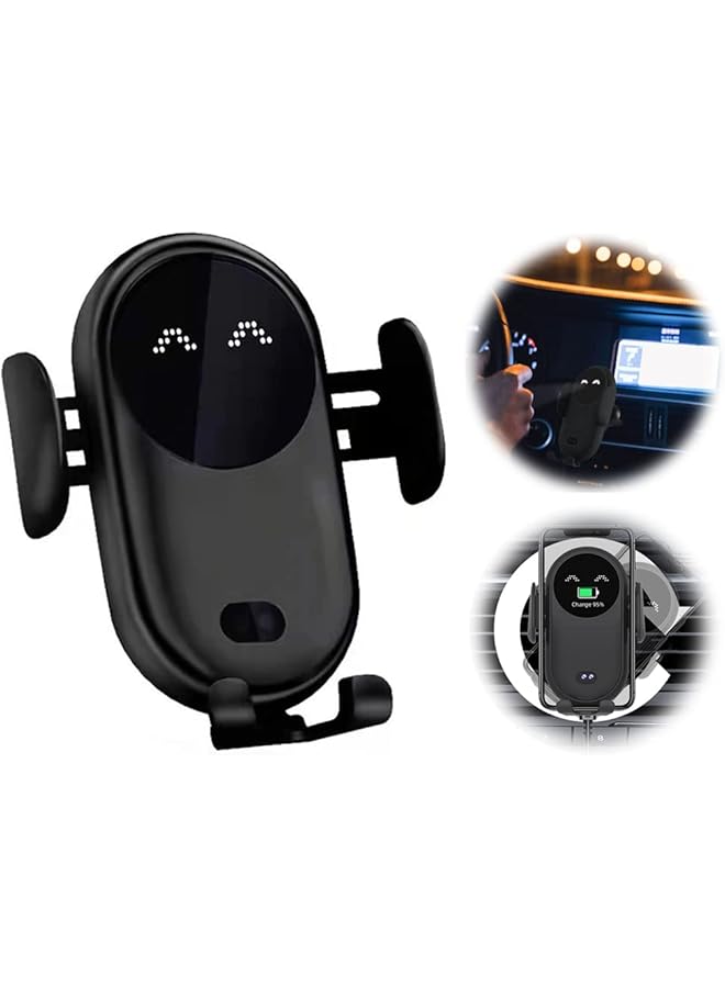 SYOSI Wireless Car Charger Smart Wireless Auto-Sensor Car Phone Holder Charger, Car Phone Holder Mount, Wireless Fast Charging Air Vent Car Phone Mount For Car Dashboard Windshield Air Vent, 1 Pcs (Black) - Image 1