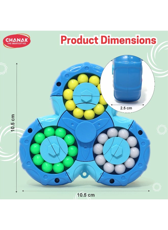 Chanak Spinny Twist Magic Bean Cube Fidget Spinner Puzzle Toy, 2-in-1 Sensory Toy for Kids & Adults, Rotating Double-Sided Color Beads Cube, Stress Relief, ADHD, Anxiety, Focus & Brain Teaser Gift, Above 3+ Age (Color As Per Availability) - Image 4