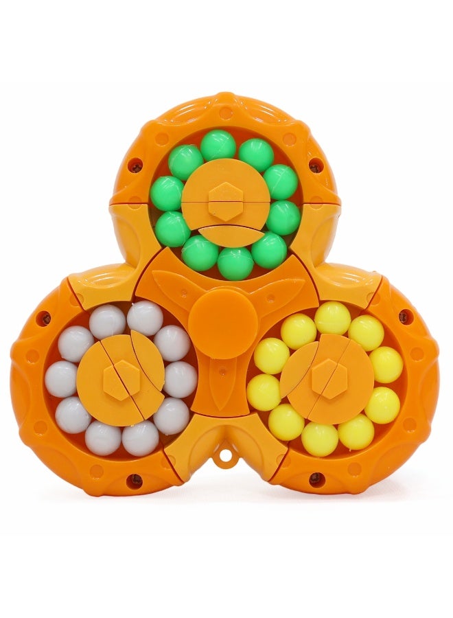 Chanak Spinny Twist Magic Bean Cube Fidget Spinner Puzzle Toy, 2-in-1 Sensory Toy for Kids & Adults, Rotating Double-Sided Color Beads Cube, Stress Relief, ADHD, Anxiety, Focus & Brain Teaser Gift, Above 3+ Age (Color As Per Availability) - Image 1