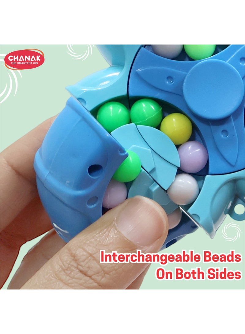 Chanak Spinny Twist Magic Bean Cube Fidget Spinner Puzzle Toy, 2-in-1 Sensory Toy for Kids & Adults, Rotating Double-Sided Color Beads Cube, Stress Relief, ADHD, Anxiety, Focus & Brain Teaser Gift, Above 3+ Age (Color As Per Availability) - Image 3