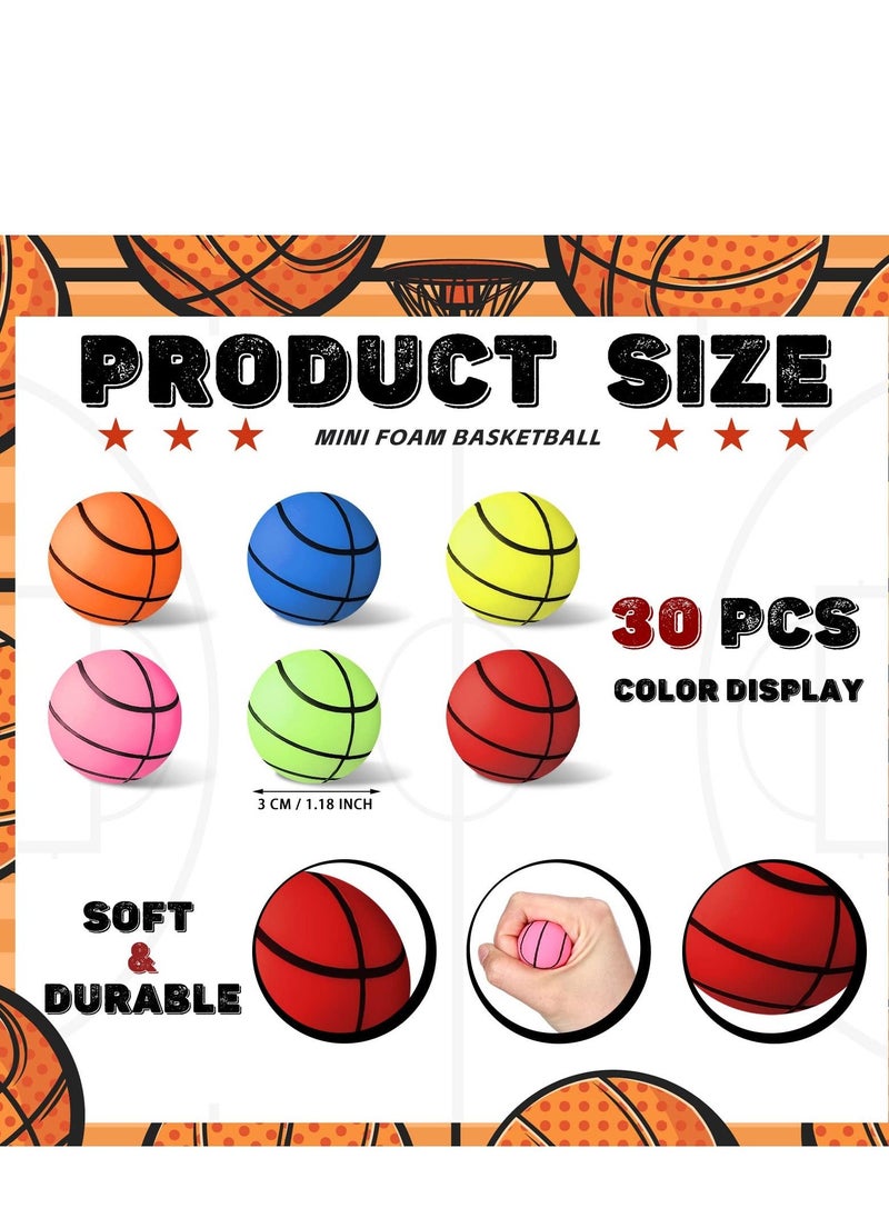 Bouncy Balls, 30 Pcs Basketball Bouncing Ball Mini Assorted Colorful Balls Bulk Mixed Pattern, High for Kids Party Favors, Prizes, Birthdays Gift