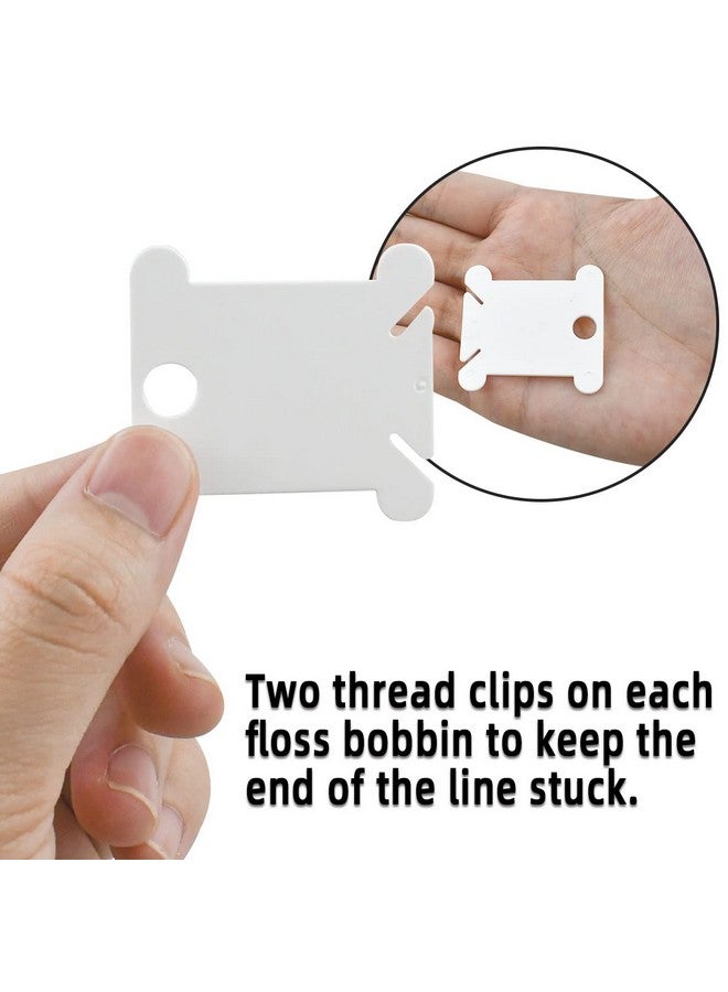 yuntop 120 Pcs Plastic Floss Bobbins With 1 Pcs Bobbin Winder For Cross Stitch Embroidery Cotton Thread Embroidery Floss Thread Craft Diy Sewing Storage Thread Organizer Holder Embroidery Diy Cards (White)  - Image 4