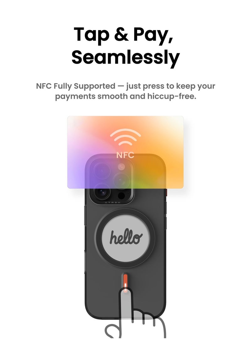 Xtrem iPhone 15 Pro Max Magnetic NFC E-Ink Display Case – MagSafe Compatible Customizable Screen Cover with Wireless Charging Support – Unique Smart Back Cover | Oeli Xtrem - Black - Image 5