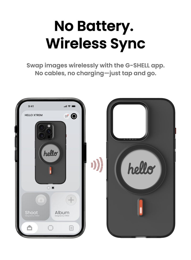 Xtrem iPhone 15 Pro Max Magnetic NFC E-Ink Display Case – MagSafe Compatible Customizable Screen Cover with Wireless Charging Support – Unique Smart Back Cover | Oeli Xtrem - Black - Image 4