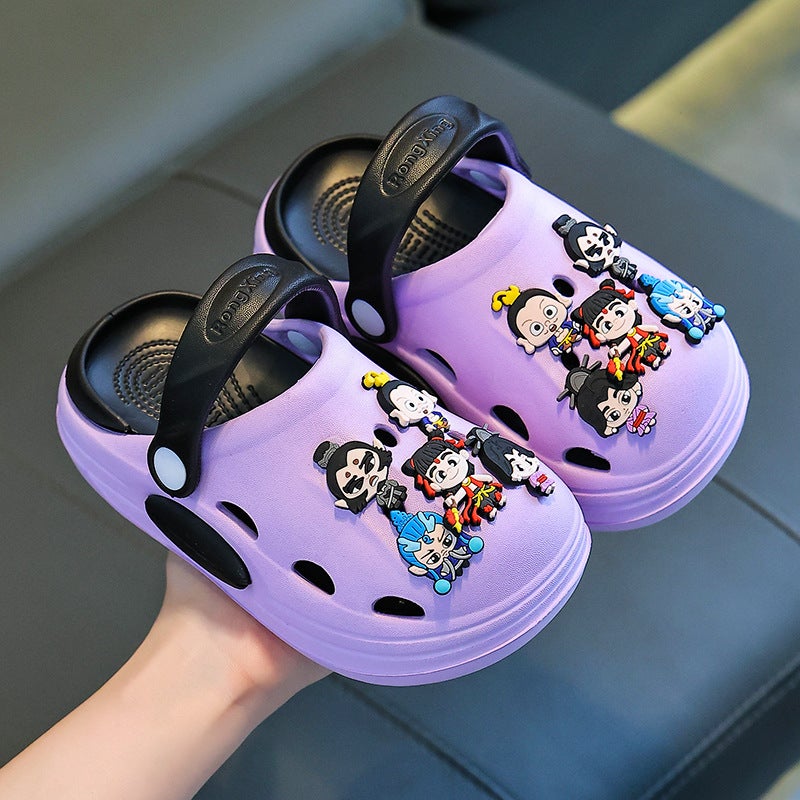 Nezha Ao Bing Xia New Cute Cartoon Boys And Girls Clogs Non-Slip Outer Wear Breathable Home Thick-Soled Clogs - Image 1