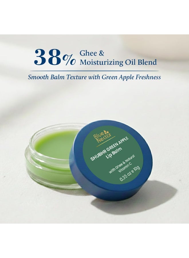 Blue Nectar Shubhr Green Apple Lip Balm & Gloss With Ghee & Natural Vitamin C for Dry Chapped Lips with intense moisturization |100% Ayurvedic|Paraben & Sulphate Free| (10g, 10 Herbs) - Image 3