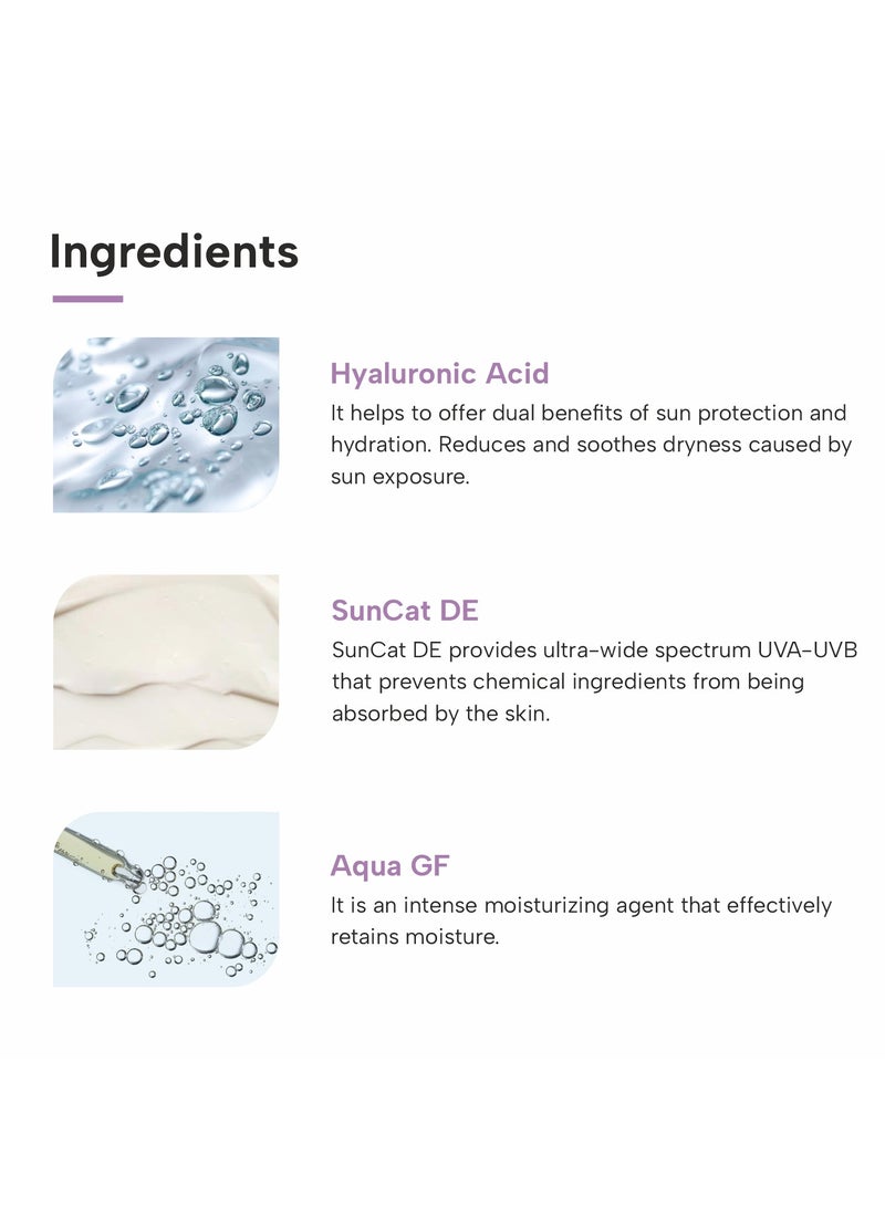 DERMATOUCH Hyaluronic Sunscreen Hydrating Ultra Light Aqua Gel With Spf 50 PA++++ For Broad Spectrum, UV A, UV B & Blue Light Protection For Oily Skin - 50G - Image 4