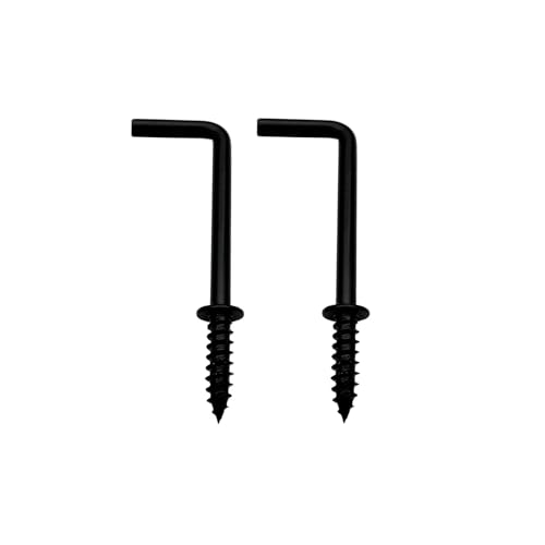 IDEALSV 50 Pcs Black 1-1/4 Inch 1 Shape Screw Hooks L Shape Hooks Vintage 7 Shape Right Angle Medal Hook - Image 5