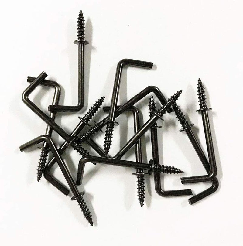 IDEALSV 50 Pcs Black 1-1/4 Inch 1 Shape Screw Hooks L Shape Hooks Vintage 7 Shape Right Angle Medal Hook - Image 1