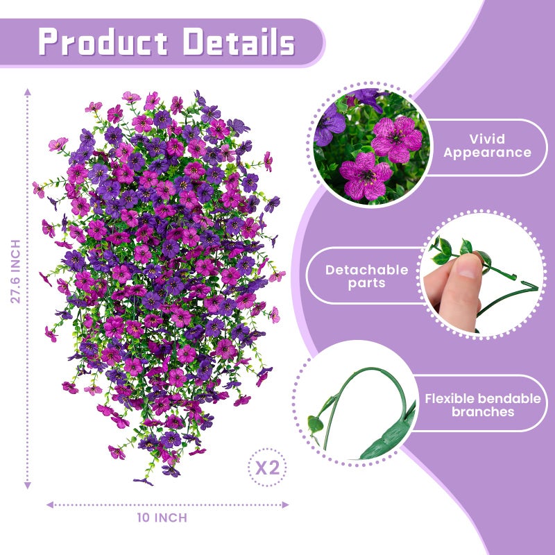 ADXORA Fake Artificial Hanging Flowers for Outdoor Spring Decor 2PCS Faux Silk Flowers Plants for Outdoor Outside Planter UV Resistant Daisy for Porch Front Door Patio Balcony Yard Decor - Image 2