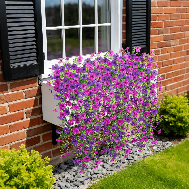 ADXORA Fake Artificial Hanging Flowers for Outdoor Spring Decor 2PCS Faux Silk Flowers Plants for Outdoor Outside Planter UV Resistant Daisy for Porch Front Door Patio Balcony Yard Decor - Image 5