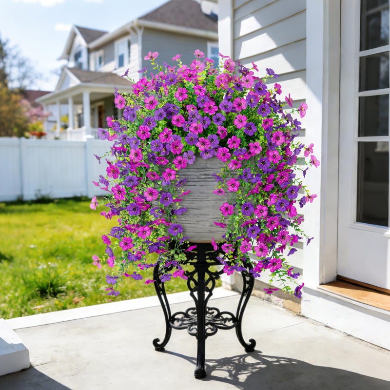 ADXORA Fake Artificial Hanging Flowers for Outdoor Spring Decor 2PCS Faux Silk Flowers Plants for Outdoor Outside Planter UV Resistant Daisy for Porch Front Door Patio Balcony Yard Decor - Image 4