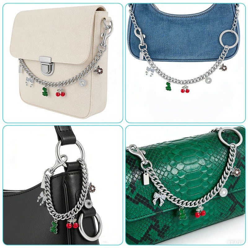 LSBDJDL ï»¿Silver Cute Bag Charms Wallet Chain Keychains Gold Chain For Purse Purse Accessories For Handbags For women (silver dinosaur) - Image 2