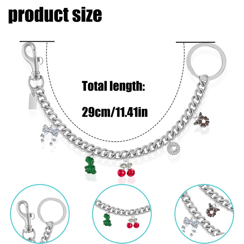 LSBDJDL ï»¿Silver Cute Bag Charms Wallet Chain Keychains Gold Chain For Purse Purse Accessories For Handbags For women (silver dinosaur) - Image 3