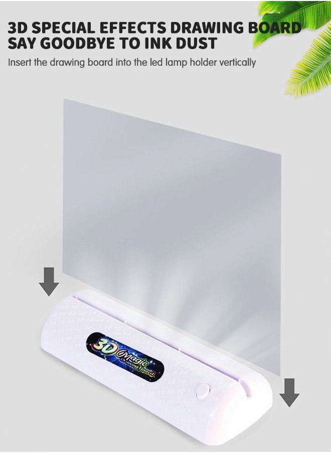 GROIC - 3D Magic Drawing Board,LED Board Luminous Three-Dimensional Writing Board, Double-Sided Doodle Reusable Colorful Tablet Early Education Learning Toy Technology Toys - Image 1