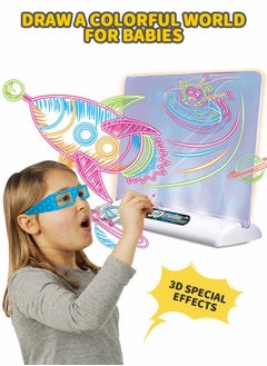 GROIC 3D Magic Drawing Board,LED Board Luminous Three-Dimensional Writing Board, Double-Sided Doodle Reusable Colorful Tablet Early Education Learning Toy Technology Toys  - Image 4